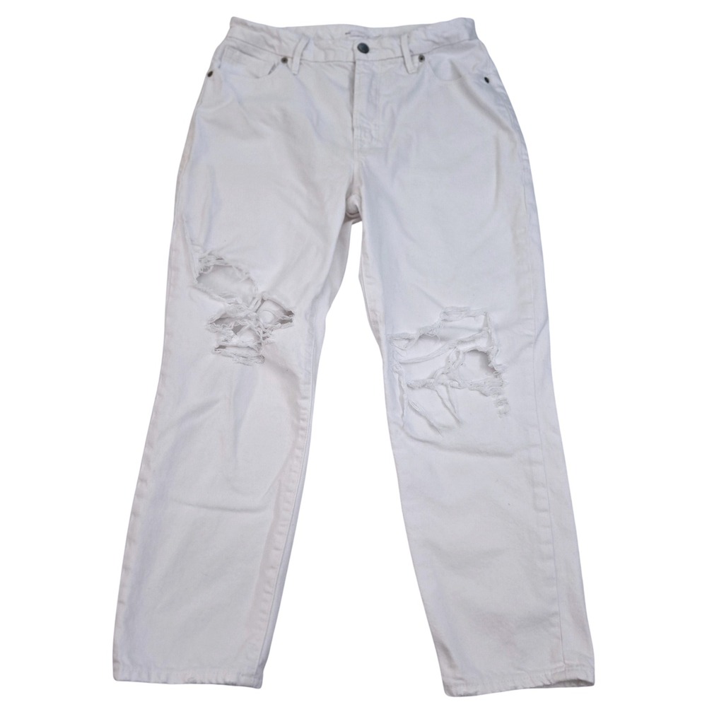 Good American Good Legs Ripped‎ Jeans White 6 / 28 High Rise Straight Denim